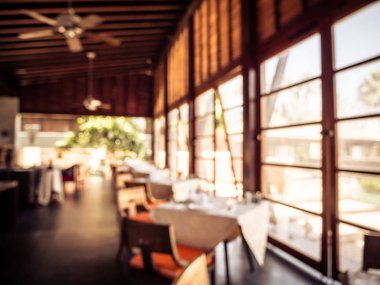 Soyut bulanıklık ve ufuk açık büfe restoran ve kafe Cafe iç arka planı için