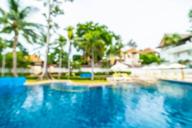 Seyahat ve tatil için güzel otel resort ve yüzme havuzu arka plan bulanıklık