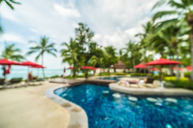 Soyut bulanıklık ve yüzme havuzu seyahat ve tatil için otel ve tatil arka planda defocused