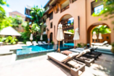 Seyahat ve tatil için güzel otel resort ve yüzme havuzu arka plan bulanıklık