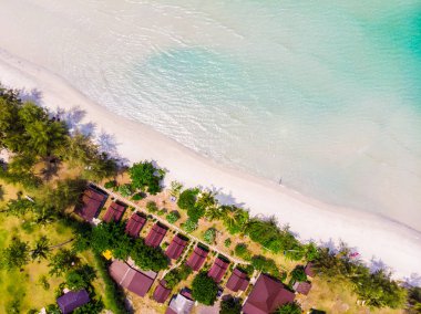 Plaj ve deniz paradise Island tatil için Hindistan cevizi hurma ağacı ile güzel havadan görünümü