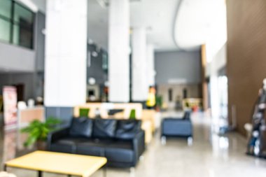 Özet olarak, arka plan için soyut bulanık ve odaksız otel ve lobi iç mekanı