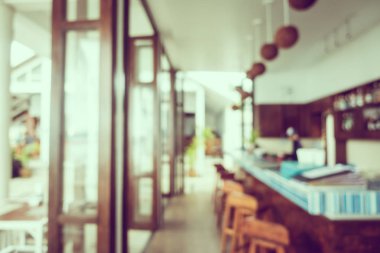 Soyut bulanıklık ve ufuk restoran ve kafe iç arka plan - Vintage filtre için