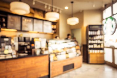 Soyut bulanıklık ve ufuk restoran ve kafe iç arka plan - Vintage filtre için