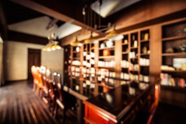 Arka plan için soyut bulanık restoran ve kafenin içi