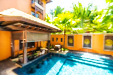 Seyahat ve tatil için güzel otel resort ve yüzme havuzu arka plan bulanıklık