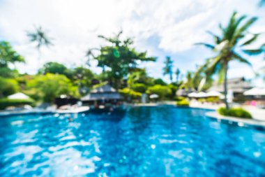 Seyahat ve tatil için güzel otel resort ve yüzme havuzu arka plan bulanıklık