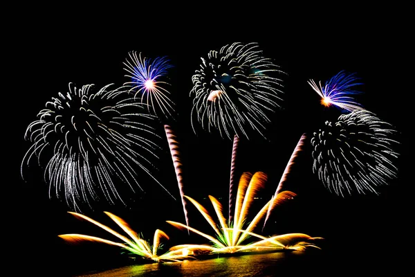 Beautiful Color Fireworks Display Black Sky Night Celebration — Stock Photo, Image