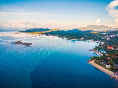 Plaj ve deniz ya da okyanus koh samui Adası Tayland seyahat ve tatil için güzel havadan görünümü
