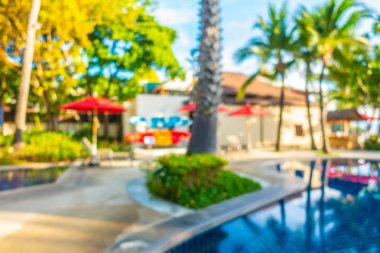 Soyut bulanıklık ve ufuk güzel açık yüzme havuzunda otel ve tatil seyahat ve tatil için