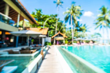 Seyahat ve tatil için güzel otel resort ve yüzme havuzu arka plan bulanıklık