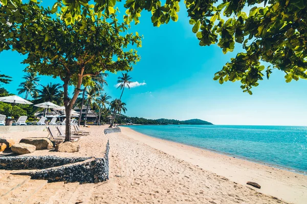 Beautiful Tropical Beach Sea Chair Blue Sky Travel Vacation — Stock Photo, Image