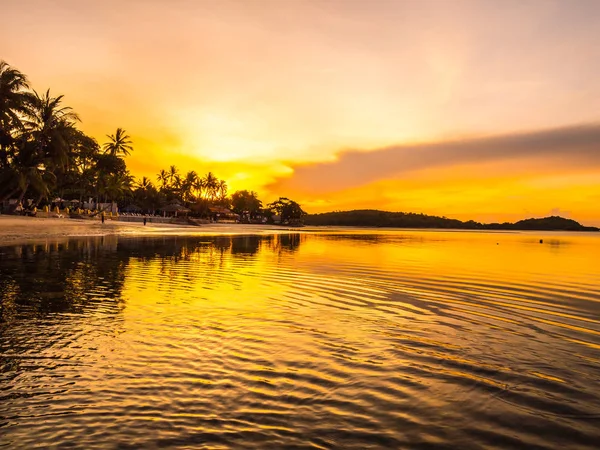 Vacker Tropisk Strand Havet Och Havet Med Coconut Palm Tree — Stockfoto