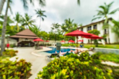 Soyut bulanıklık ve yüzme havuzu seyahat ve tatil için otel ve tatil arka planda defocused