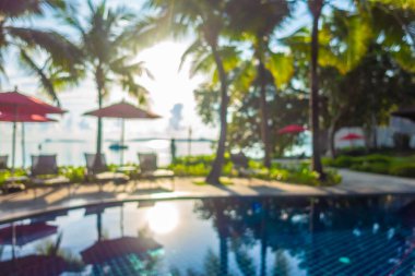 Soyut bulanıklık ve ufuk güzel açık yüzme havuzunda otel ve tatil seyahat ve tatil için