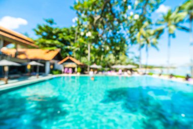 Seyahat ve tatil için güzel otel resort ve yüzme havuzu arka plan bulanıklık
