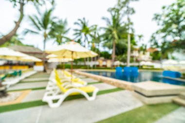 Seyahat ve tatil için güzel otel resort ve yüzme havuzu arka plan bulanıklık