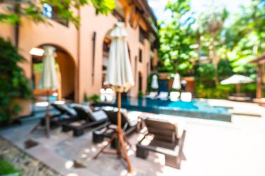 Seyahat ve tatil için güzel otel resort ve yüzme havuzu arka plan bulanıklık