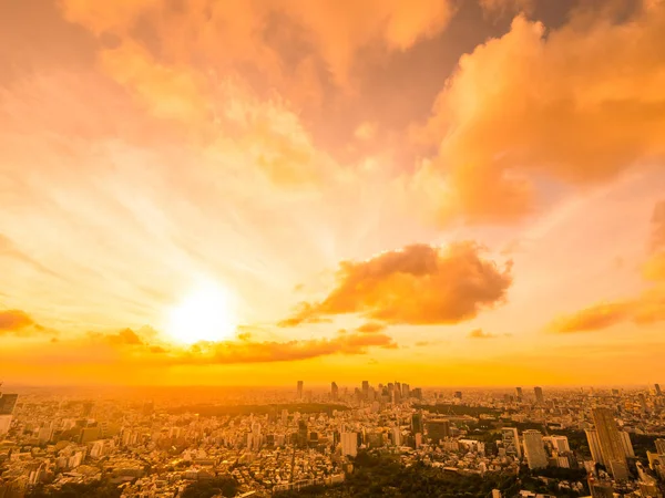 Belle Vue Aérienne Architecture Bâtiment Autour Ville Tokyo Coucher Soleil — Photo