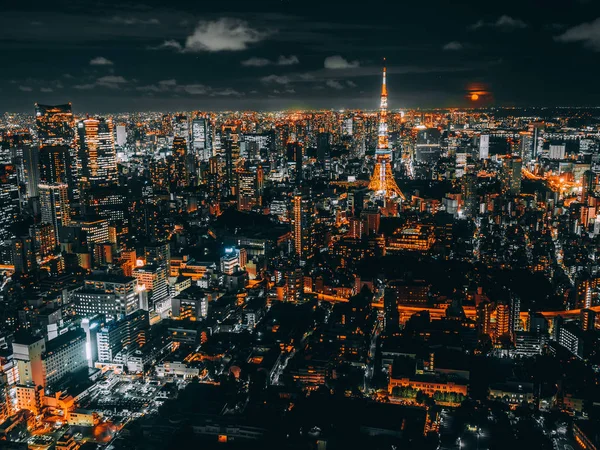 Piękne Miasto Architekturą Budynku Tokio Miasto Japonia Nocy — Zdjęcie stockowe