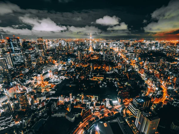 Tokyo Şehrinde Geceleri Mimarisi Binası Olan Güzel Bir Şehir — Stok fotoğraf