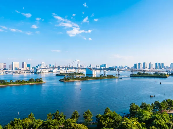 Vackra Stadsbilden Med Arkitekturen Byggnad Och Rainbow Bridge Tokyo City — Stockfoto