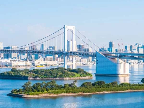 Vackra Stadsbilden Med Arkitekturen Byggnad Och Rainbow Bridge Tokyo City — Stockfoto