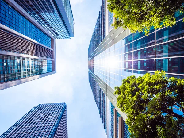 Schöner Wolkenkratzer Mit Architektur Und Glasfensteraussenseite Des Gebäudes Rund Das — Stockfoto