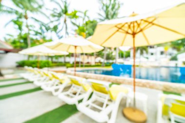 Seyahat ve tatil için güzel otel resort ve yüzme havuzu arka plan bulanıklık