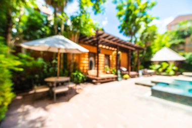 Seyahat ve tatil için güzel otel resort ve yüzme havuzu arka plan bulanıklık