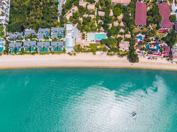 Luchtfoto Van Het Tropische Strand Zee Met Bomen Eiland Voor — Stockfoto