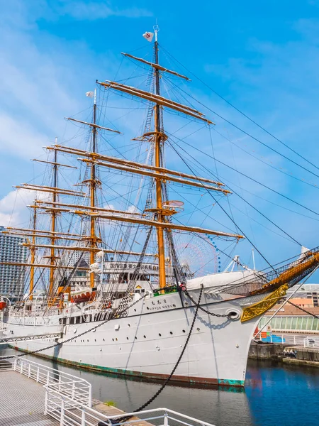 Yokohama Japan Iulie 2018 Frumoasa Nippon Maru Barcă Vele Cer — Fotografie, imagine de stoc