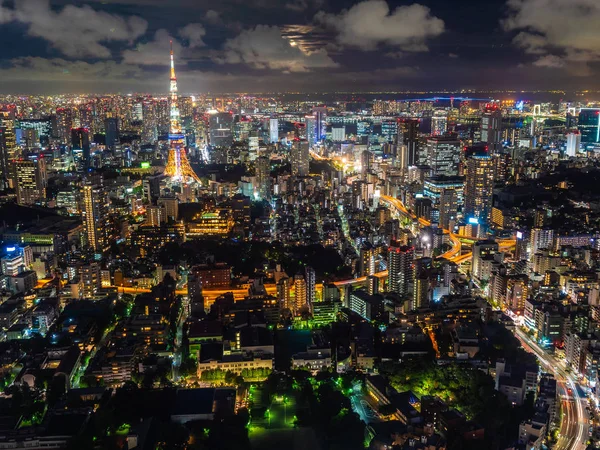 Tokyo Şehrinde Geceleri Mimarisi Binası Olan Güzel Bir Şehir — Stok fotoğraf