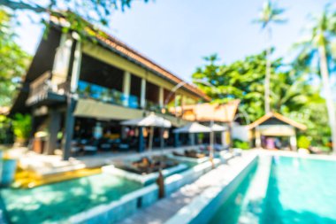 Seyahat ve tatil için güzel otel resort ve yüzme havuzu arka plan bulanıklık