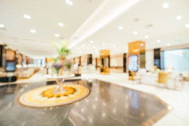 Özet olarak, arka plan için soyut bulanık ve odaksız otel ve lobi iç mekanı
