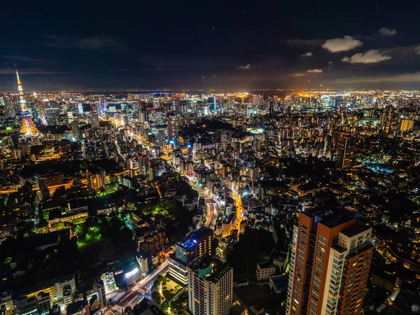 Piękne Miasto Architekturą Budynku Tokio Miasto Japonia Nocy — Zdjęcie stockowe