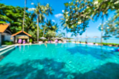 Seyahat ve tatil için güzel otel resort ve yüzme havuzu arka plan bulanıklık