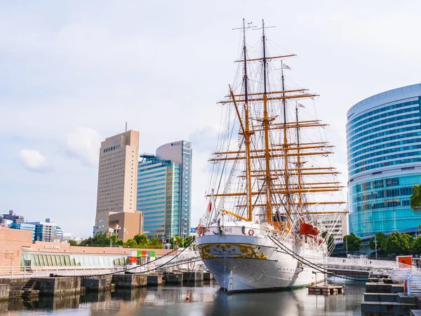 Yokohama Japan July 2018 Beautiful Nippon Maru Sailing Boat Blue — Stock Photo, Image