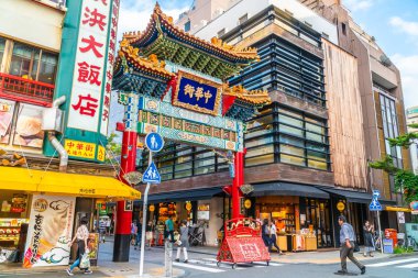 Yokohama Japonya 26 Temmuz 2018: China town bir popüler yerdir için zevk yokohama CITY Japonya Çin yemeği restoranda