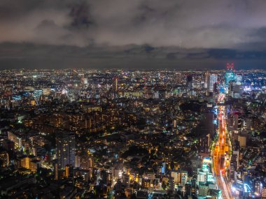 Tokyo şehrinde geceleri mimarisi ve binası olan güzel bir şehir.