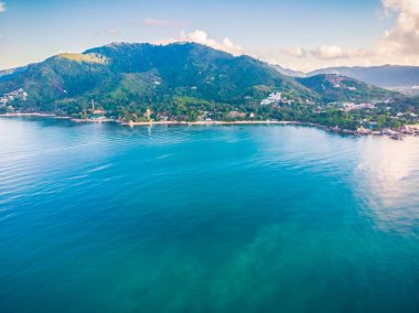 Plaj ve deniz ya da okyanus koh samui Adası Tayland seyahat ve tatil için güzel havadan görünümü