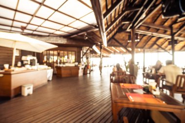 Arka plan için soyut bulanık restoran ve kafenin içi