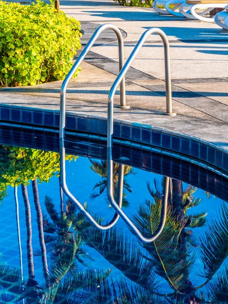 Stair around swimming pool in hotel and resort for travel and vacation