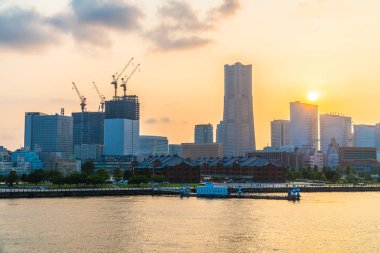 Yapı ve Mimarlık Yokohama şehir manzarası Japonya günbatımı zaman güzel dış