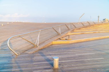 Osanbashi iskele veya Japonya'da güzel yokohama şehir manzarası ile Köprü