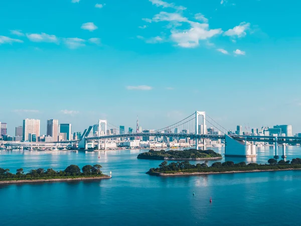 Vackra Stadsbilden Med Arkitekturen Byggnad Och Rainbow Bridge Tokyo City — Stockfoto