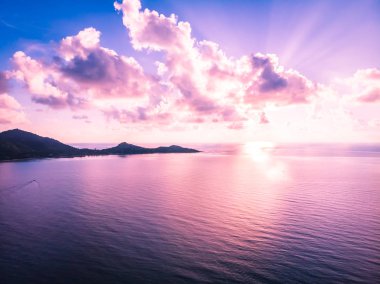 Plaj ve deniz ya da okyanus koh samui Adası Tayland seyahat ve tatil için güzel havadan görünümü