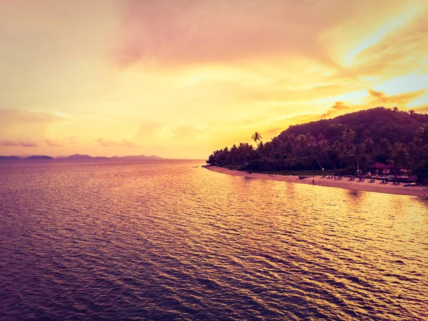 Güzel Tropikal Plaj Deniz Hurma Koh Samui Adası Tayland Tatil — Stok fotoğraf