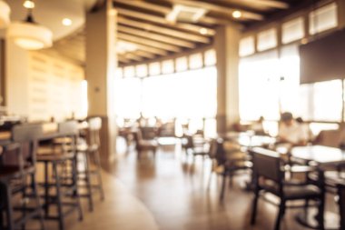 Soyut bulanıklık ve ufuk restoran ve kafe iç arka plan - Vintage filtre için