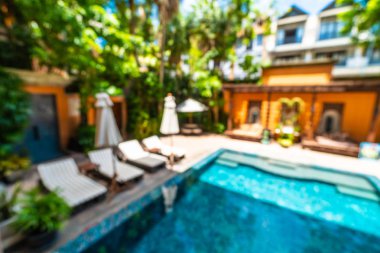 Seyahat ve tatil için güzel otel resort ve yüzme havuzu arka plan bulanıklık